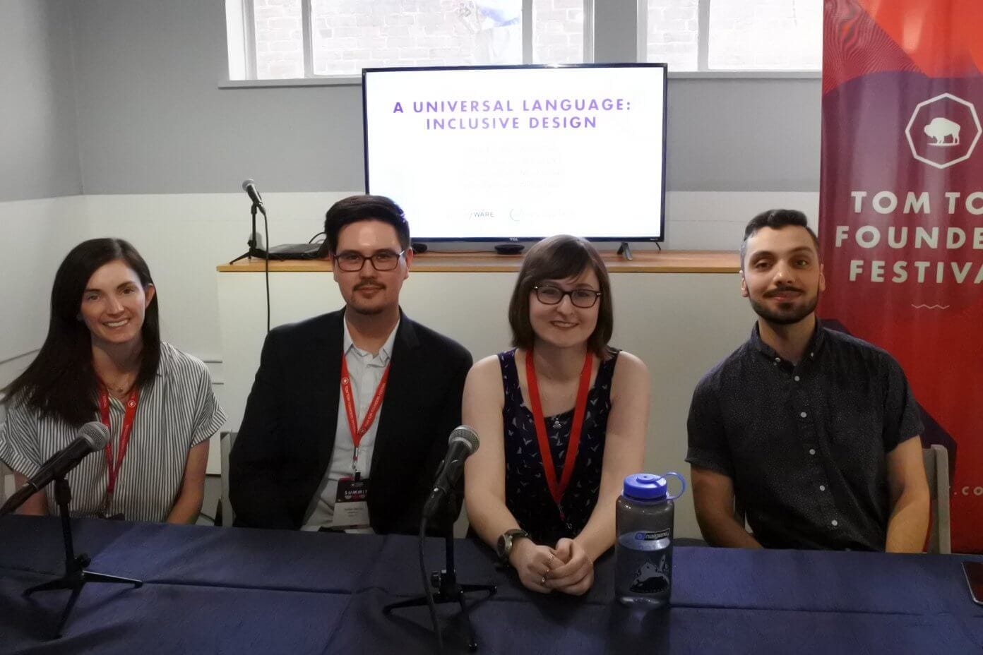 Shauna Keating speaking on a panel about inclusive design at Tom Tom Founder’s Festival.