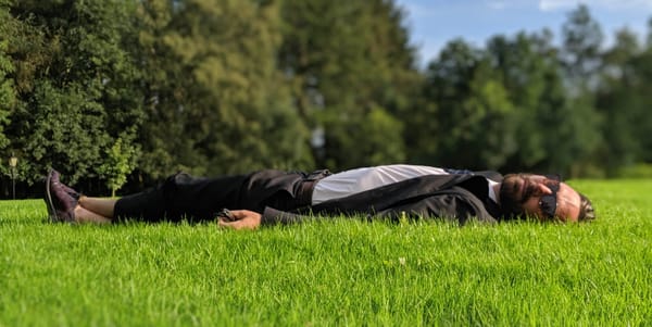 Matt Pond lying in the grass