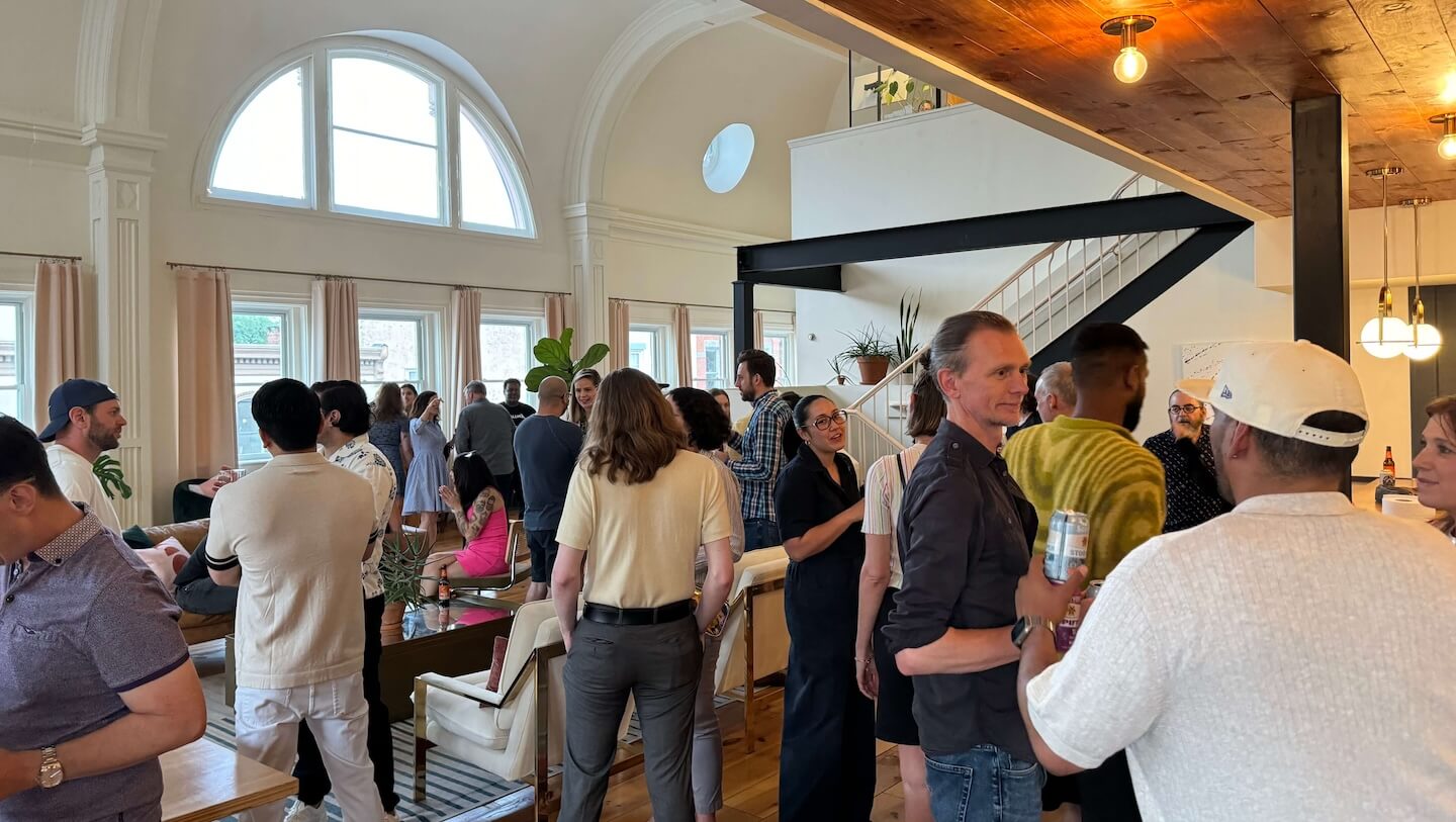 A gathering of Hudson Valley creatives at Barnfox Kingston for the June 2024 ConnectHV meetup